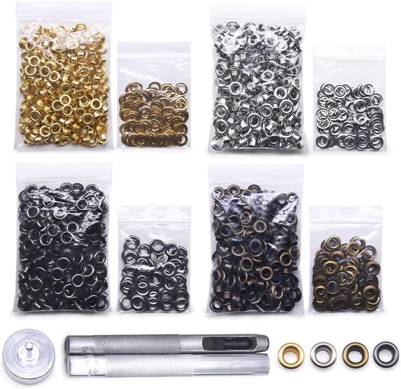 SEMINI Grommet Kit 800 Sets Gronmets Eyelets with 3 Pieces Install Tool Kit, 4 Colors - Image 1